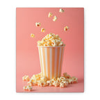 Popcorn with a pink background Wall Art - Stretched Canvas