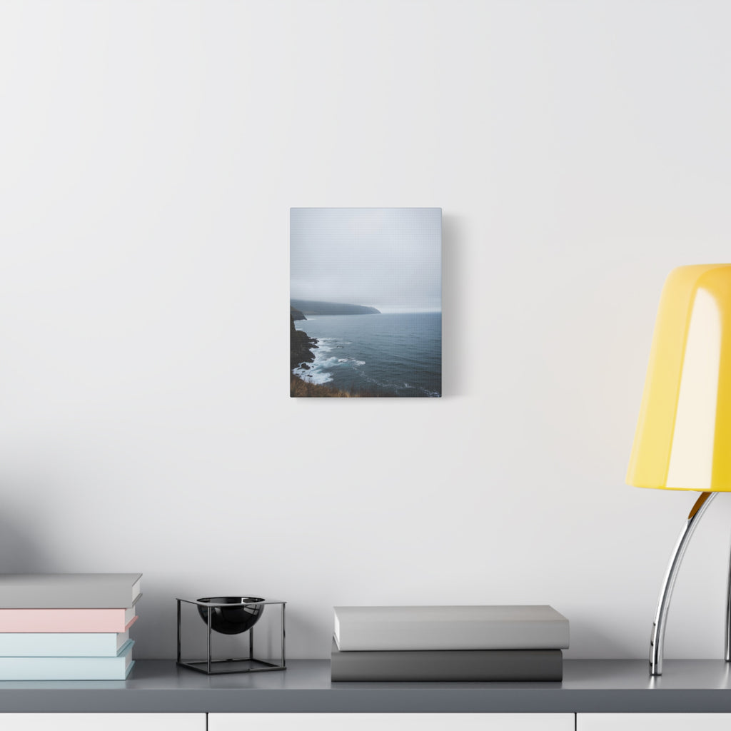 Foggy Coastal Cliff Wall Art  - Stretched Canvas