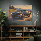 Vintage Mustang Sunset Wall Art - Classic Muscle Car - Stretched Canvas