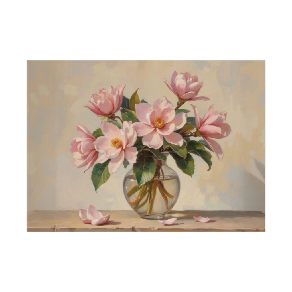 Rolled Poster - Pink Peonies Floral Print Vase Wall Art
