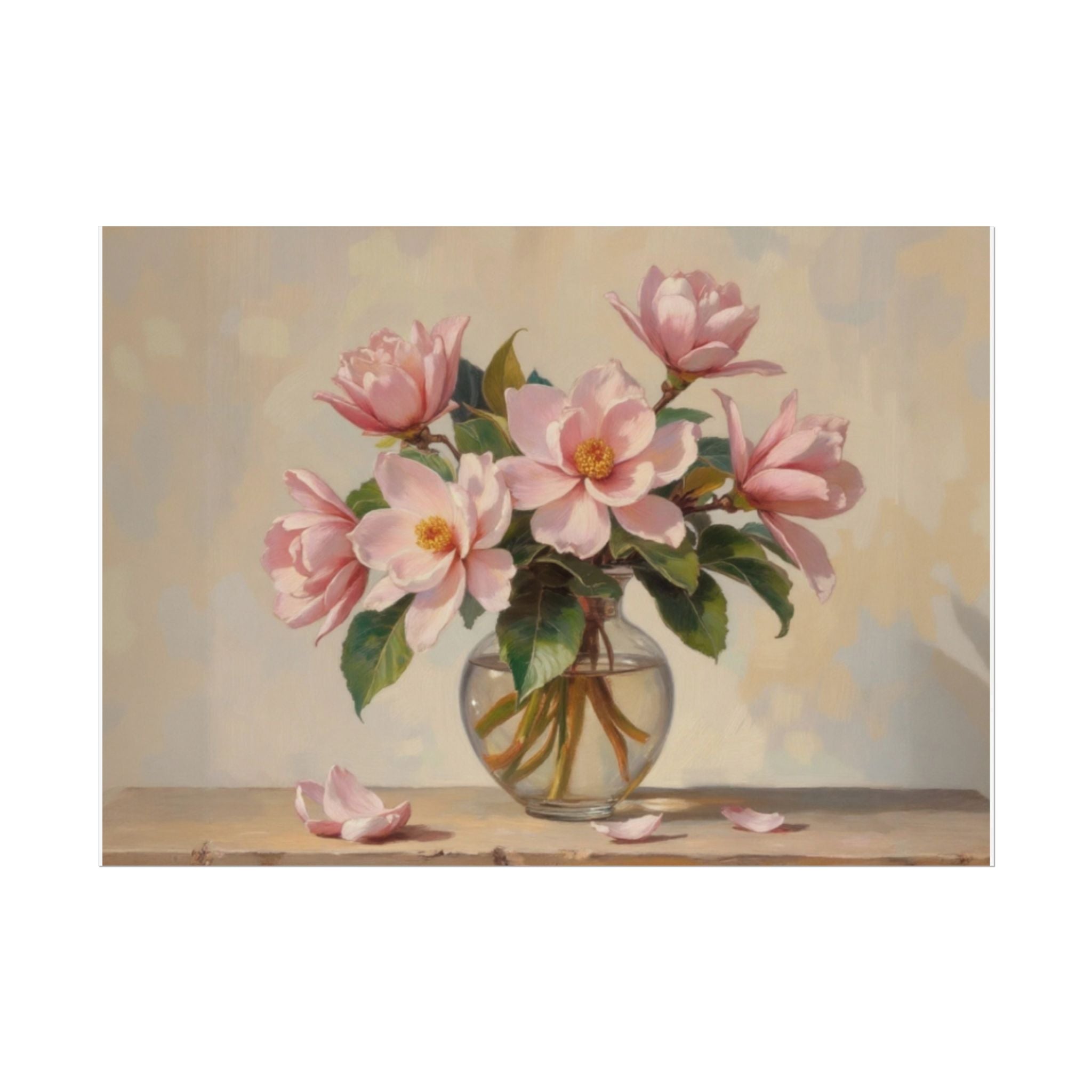 Rolled Poster - Pink Peonies Floral Print Vase Wall Art