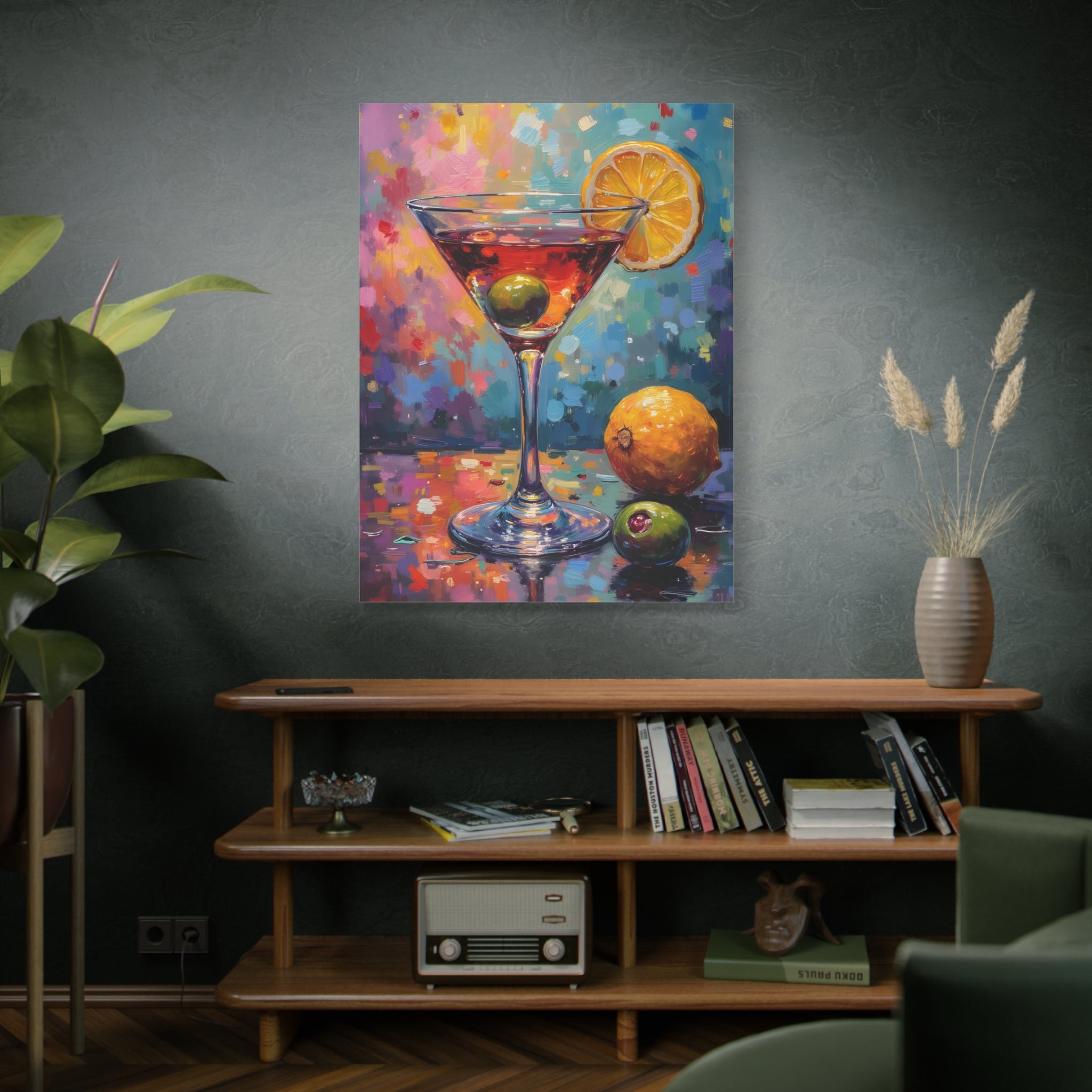 Colourful Martini Glass Matte Canvas Wall Art - Stretched canvas