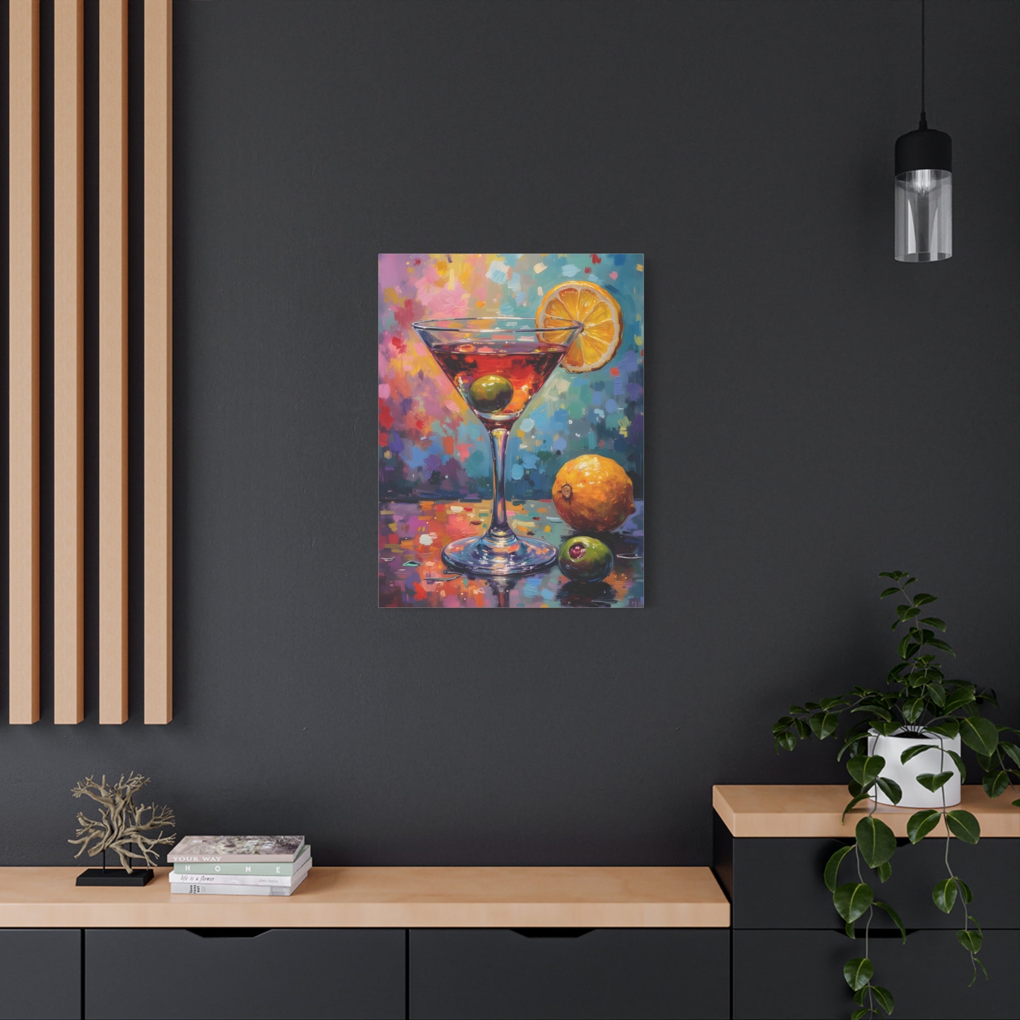 Colourful Martini Glass Matte Canvas Wall Art - Stretched canvas