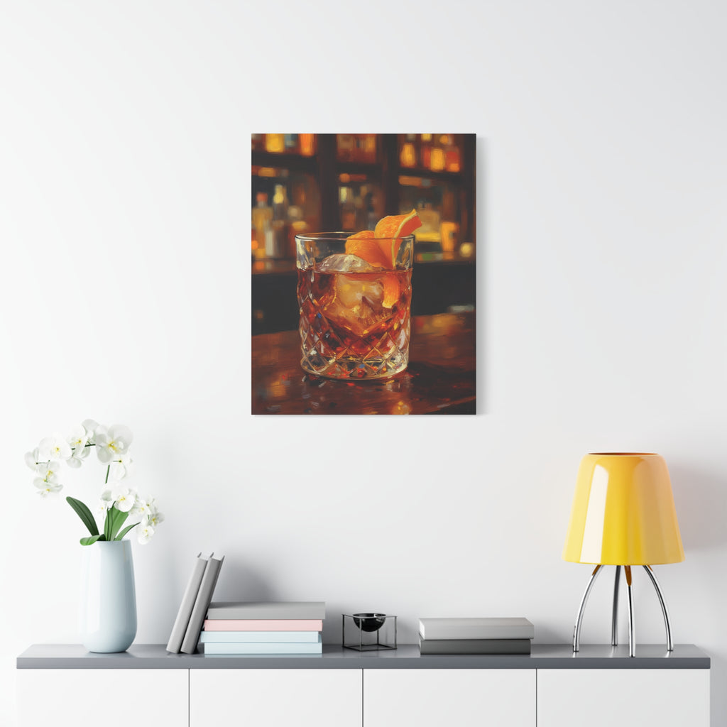 Whisky on Ice Wall Art -  Bar & Home Decor - Stretched Canvas