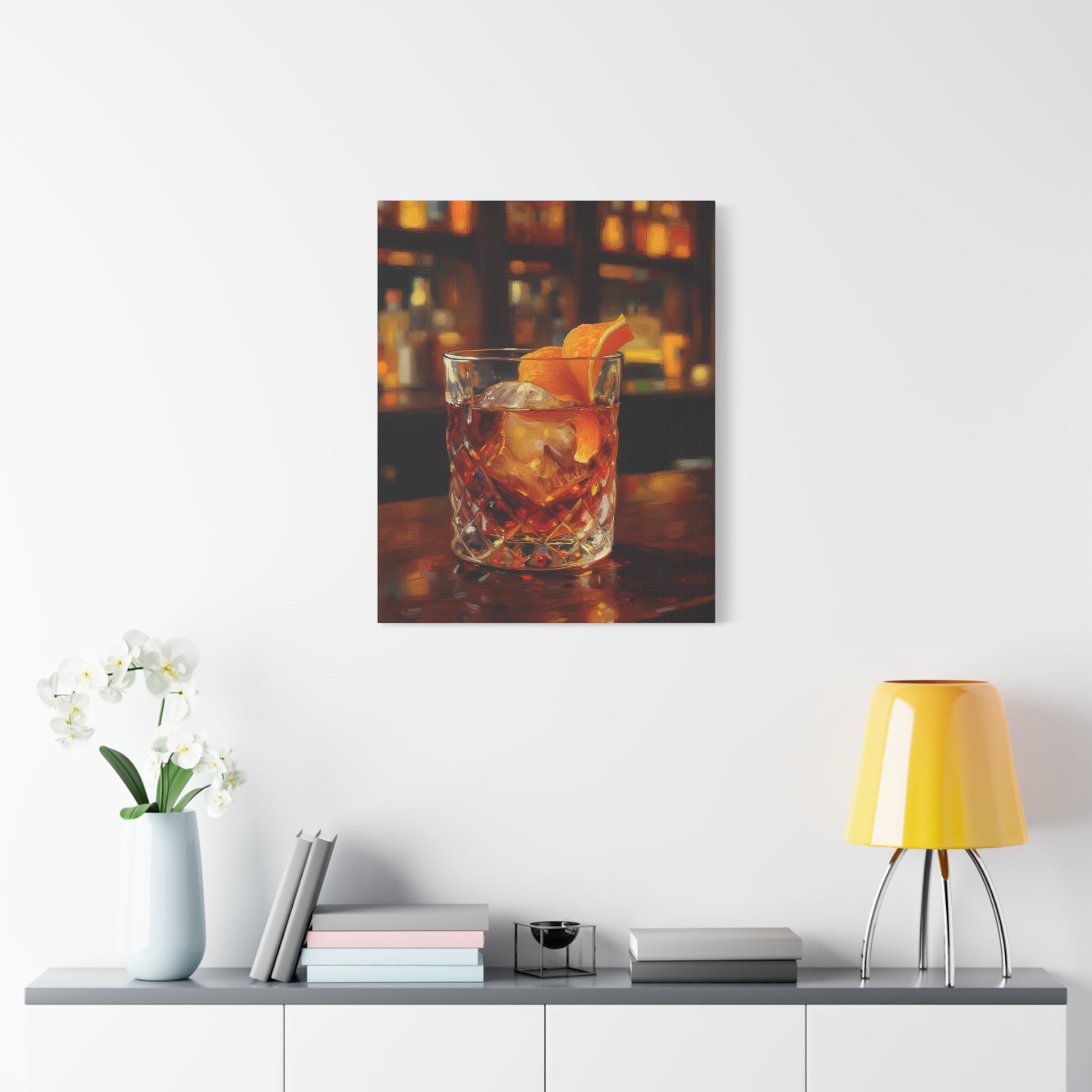 Whisky on Ice Wall Art -  Bar & Home Decor - Stretched Canvas