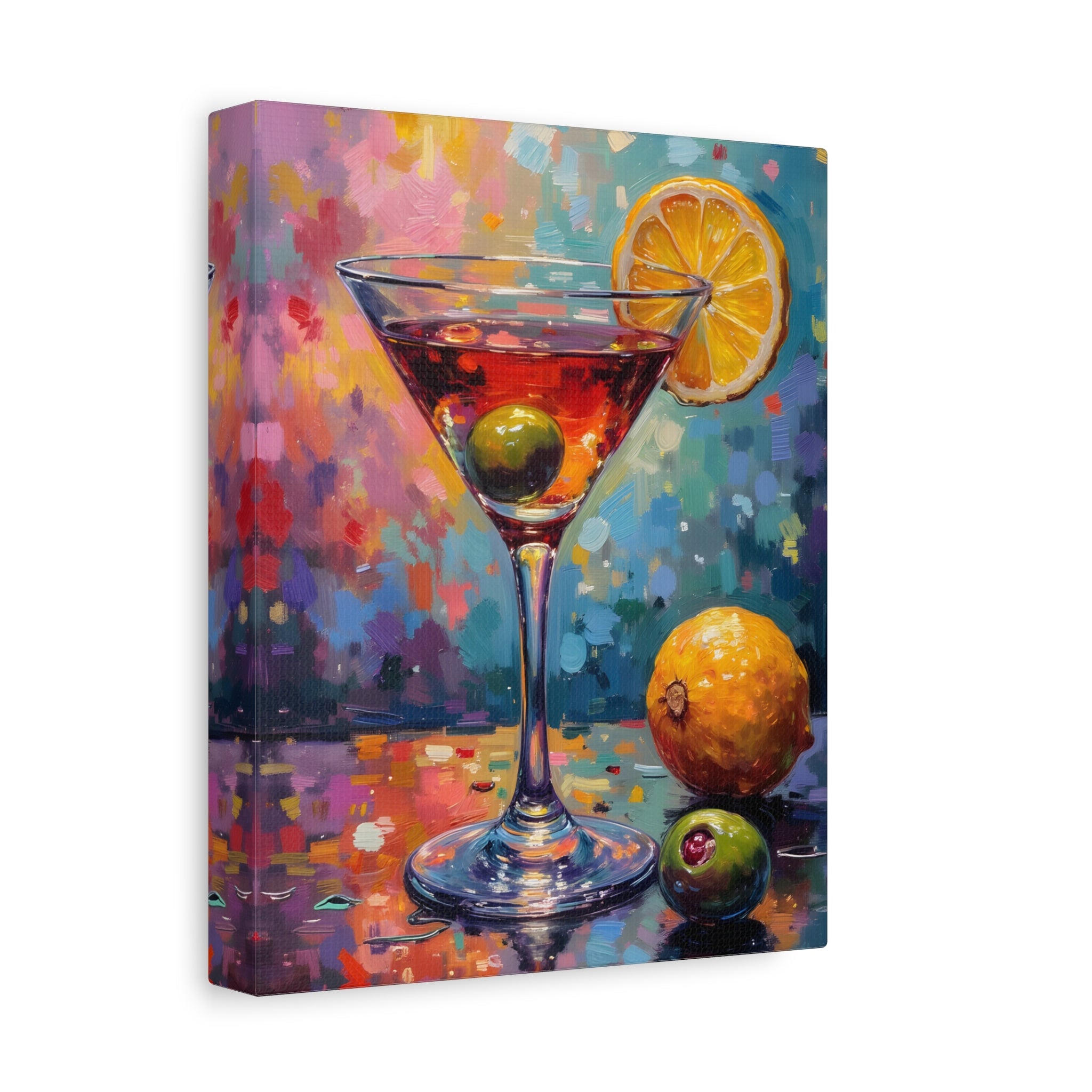 Colourful Martini Glass Matte Canvas Wall Art - Stretched canvas