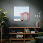 Pink Beach Cottage  Wall Art - Stretched Canvas