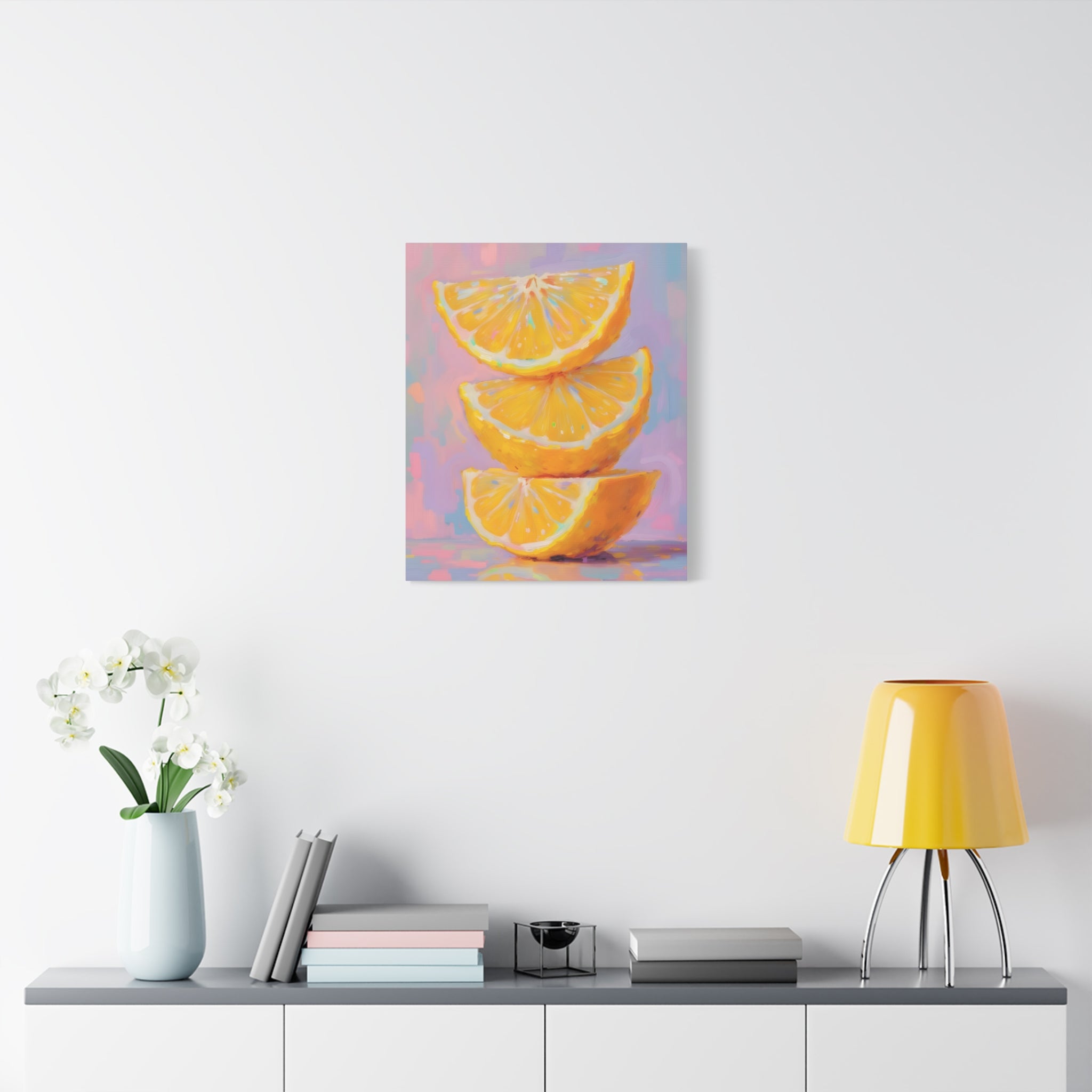 Citrus Slice - Stacked Lemon Wall Art - Stretched Canvas