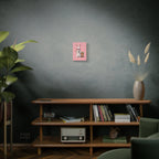Pink Cute Bunny Canvas Wall Art — Cool Rabbit with Sunglasses, Ice Cream & Carrots (Matte Stretched)