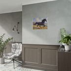 Running Black Stallion Wall Art - Horse Painting - Poster