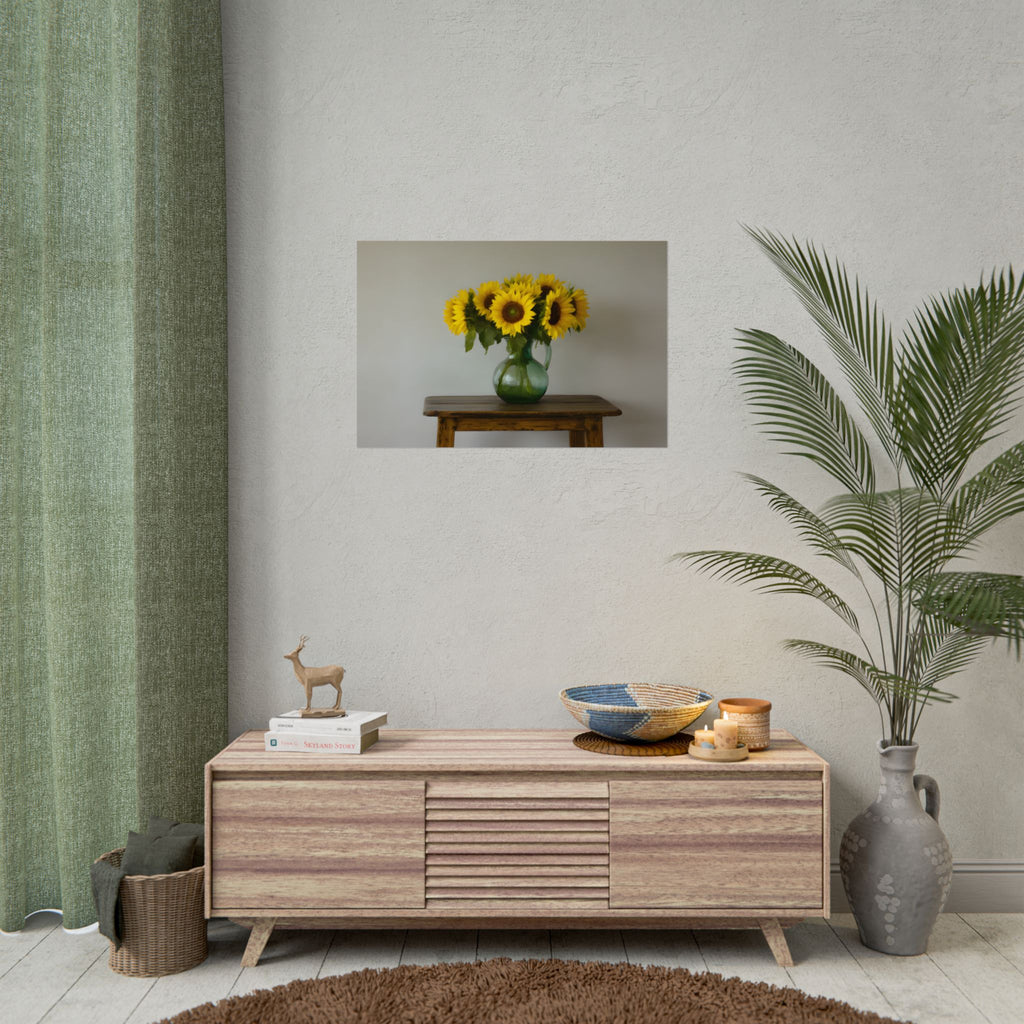 Sunflowers in Green Pitcher Wall Art - Poster