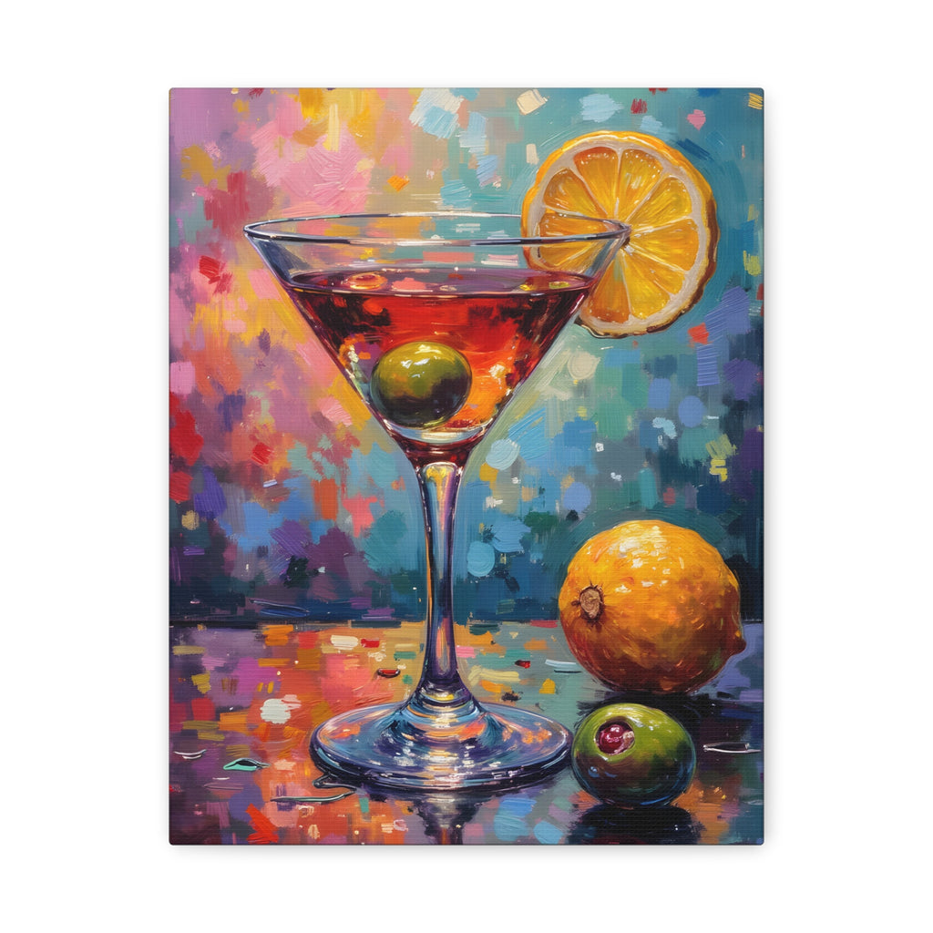 Colourful Martini Glass Matte Canvas Wall Art - Stretched canvas