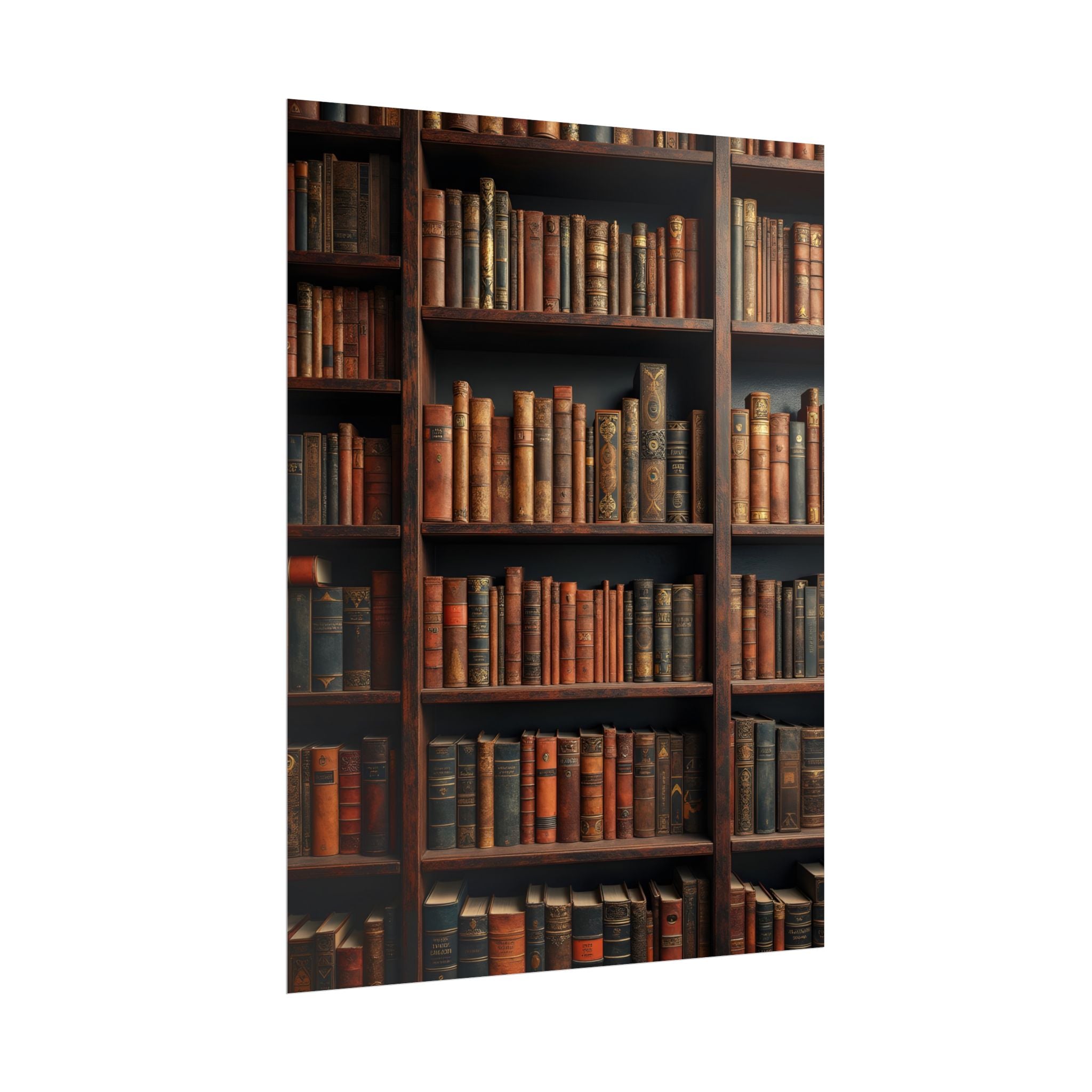 Vintage Library Bookshelf Rolled Poster - Antique Bookshop Wall Art