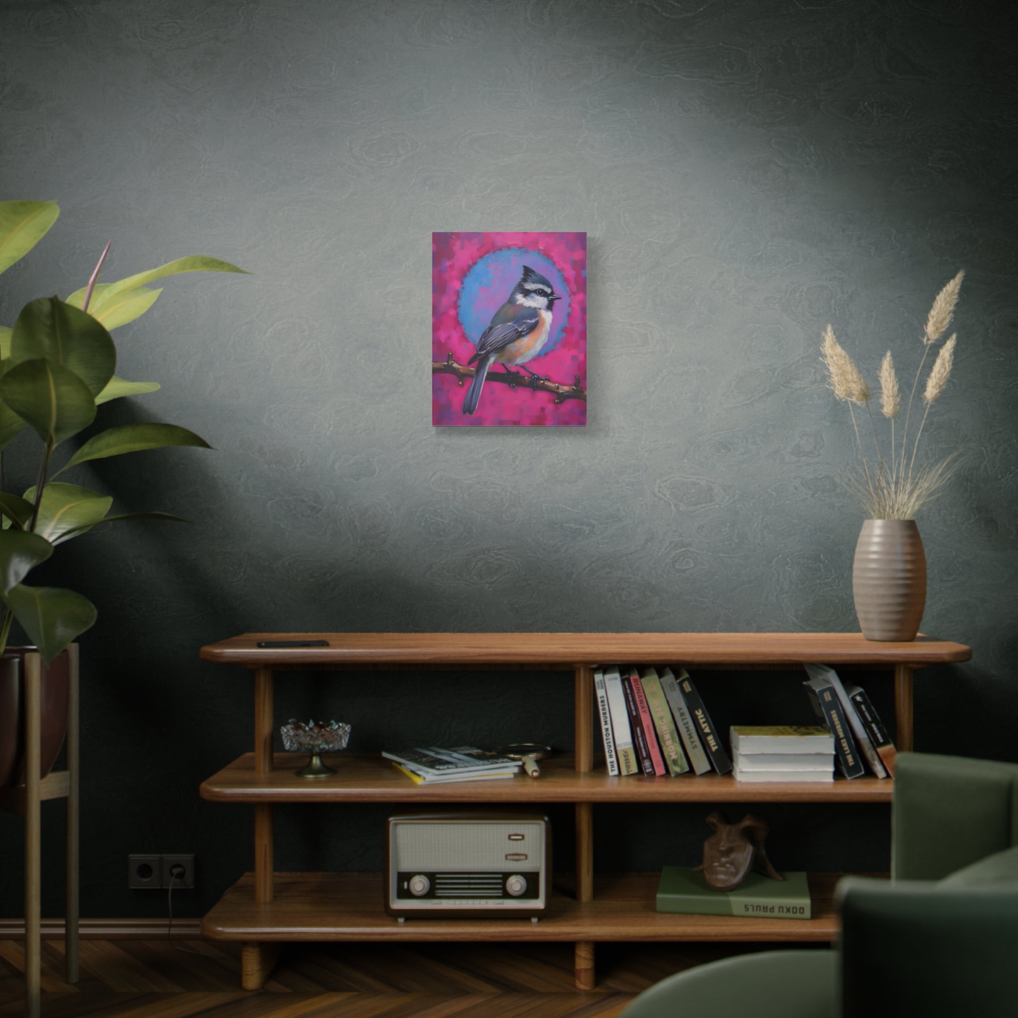 Colorful Chickadee Bird Canvas Wall Art - Matte Stretched Canvas