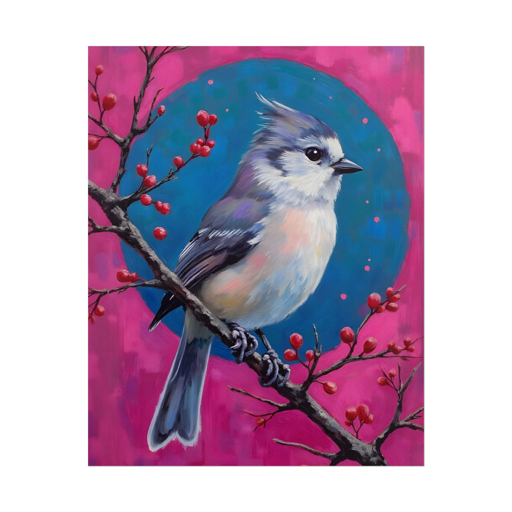 Blue jay on a holly branch Wall Art - Poster