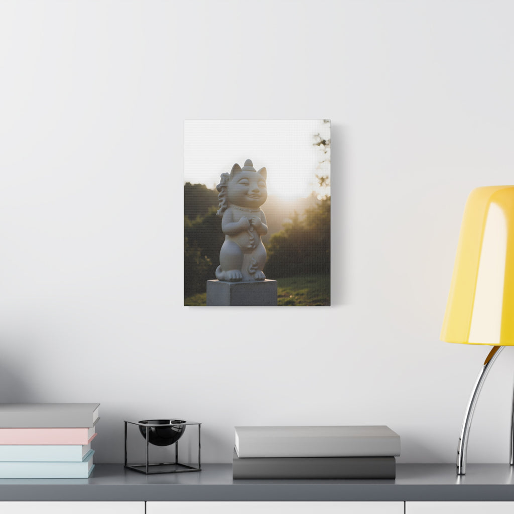 Sunlit Lucky Cat Wall Art - Stretched Canvas