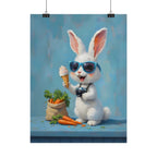 Blue Bunny Poster - Cute Sunglasses Rabbit Rolled Art Print