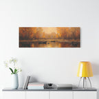 Autumn at the lake with rowboats Wall Art - Stretched Canvas