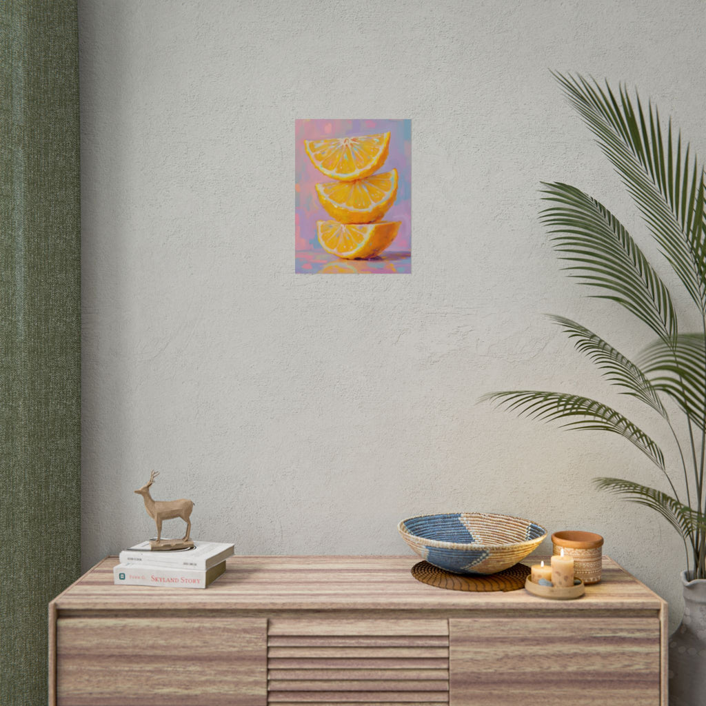 Citrus Slice - Stacked Lemon Wall Art - Stretched Poster