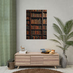 Vintage Library Bookshelf Rolled Poster - Antique Bookshop Wall Art