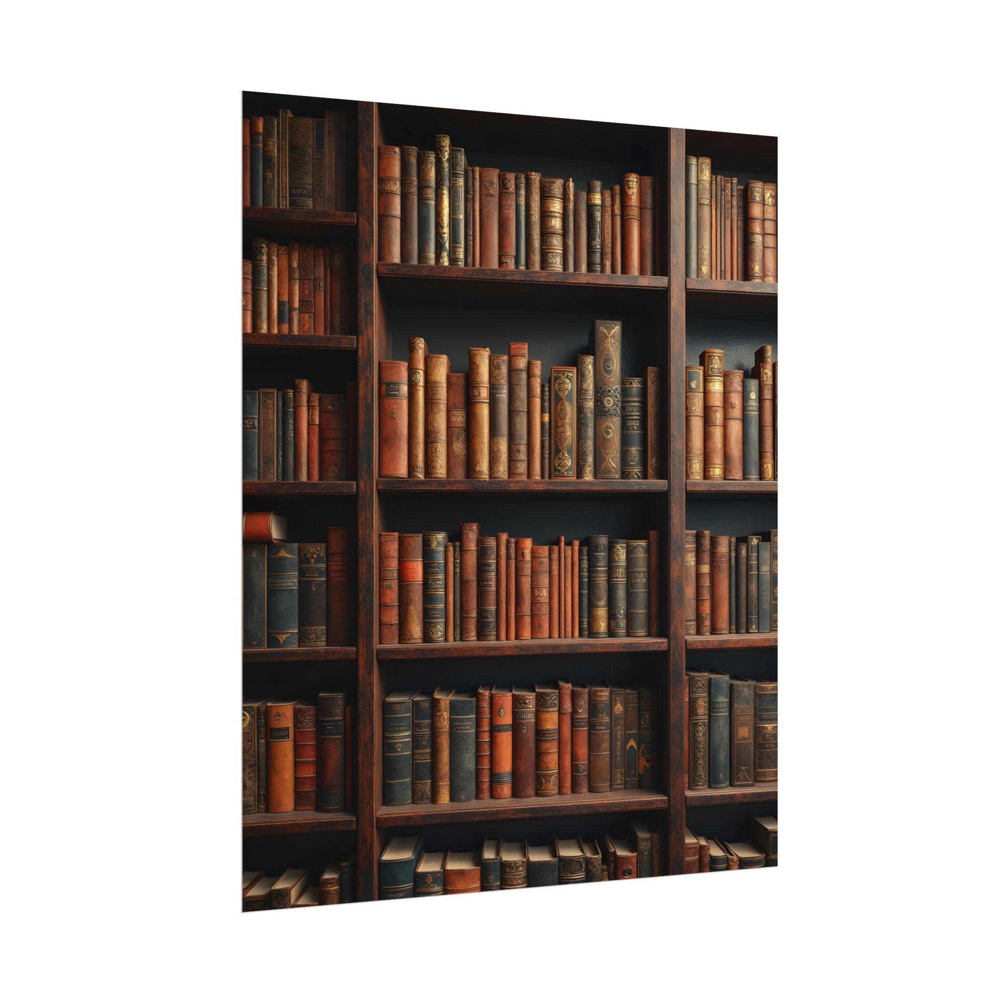 Vintage Library Bookshelf Rolled Poster - Antique Bookshop Wall Art