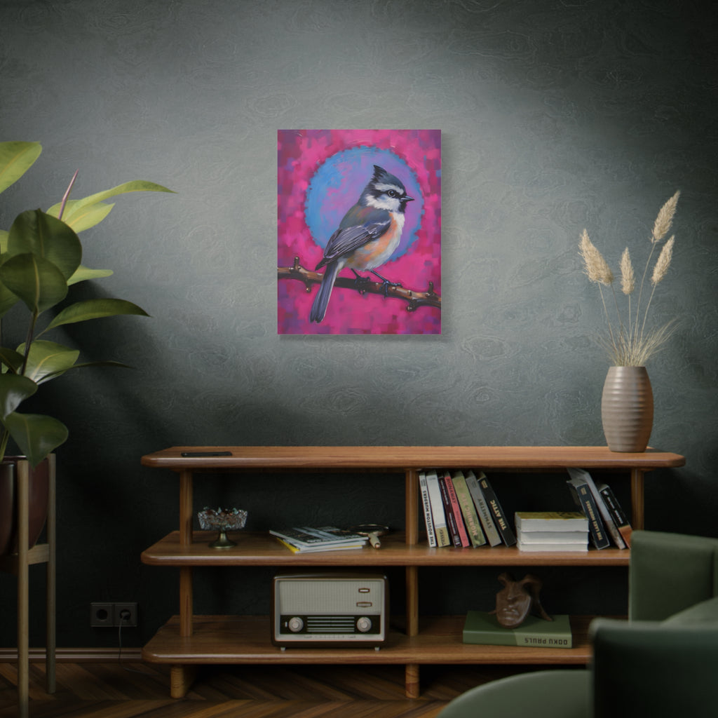 Colorful Chickadee Bird Canvas Wall Art - Matte Stretched Canvas