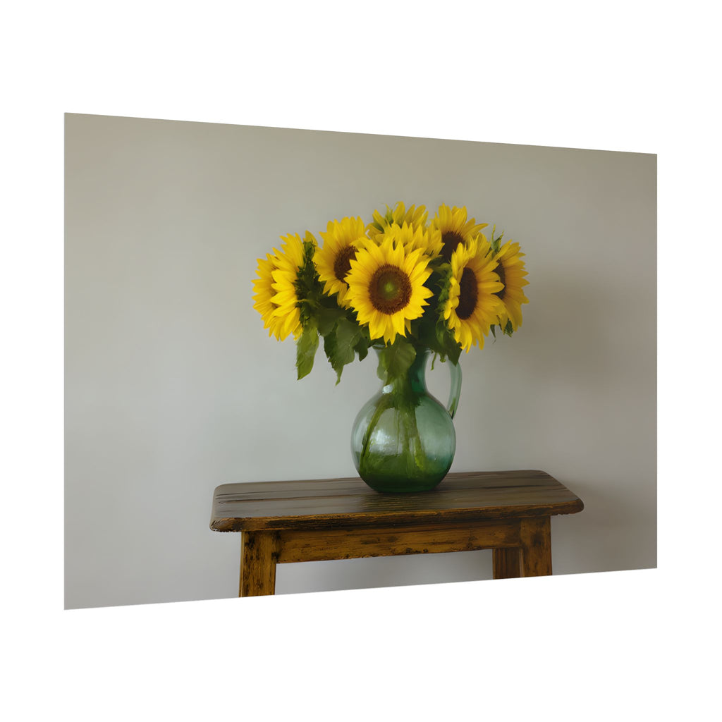 Sunflowers in Green Pitcher Wall Art - Poster