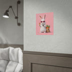 Pink Cute Bunny Poster – Pink Ice Cream Rabbit Wall Art