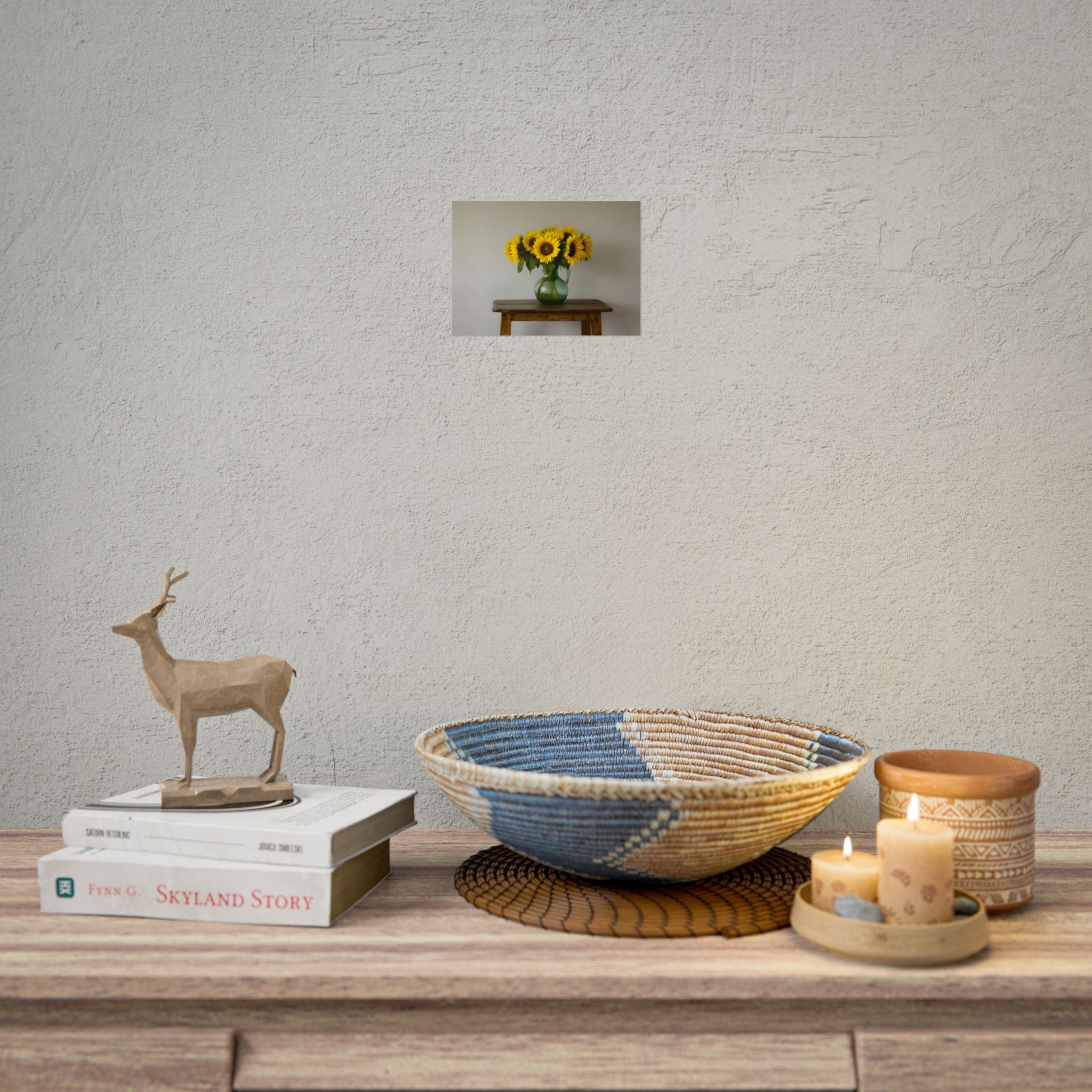 Sunflowers in Green Pitcher Wall Art - Poster