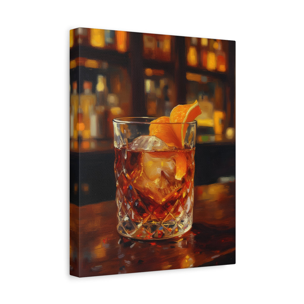 Whisky on Ice Wall Art -  Bar & Home Decor - Stretched Canvas