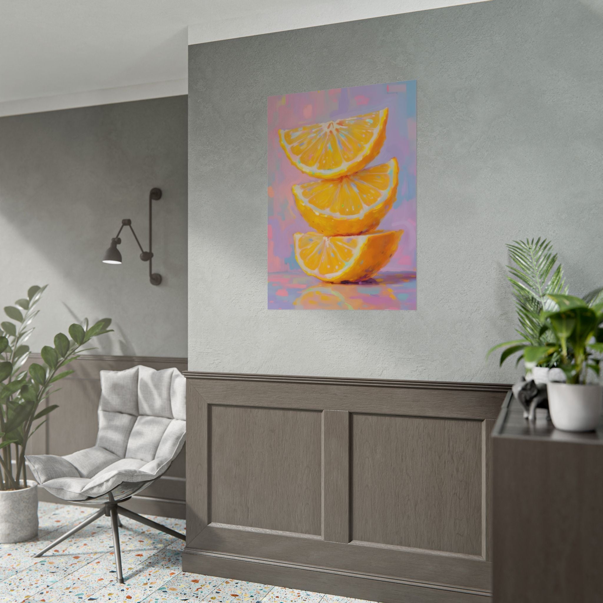 Citrus Slice - Stacked Lemon Wall Art - Stretched Poster