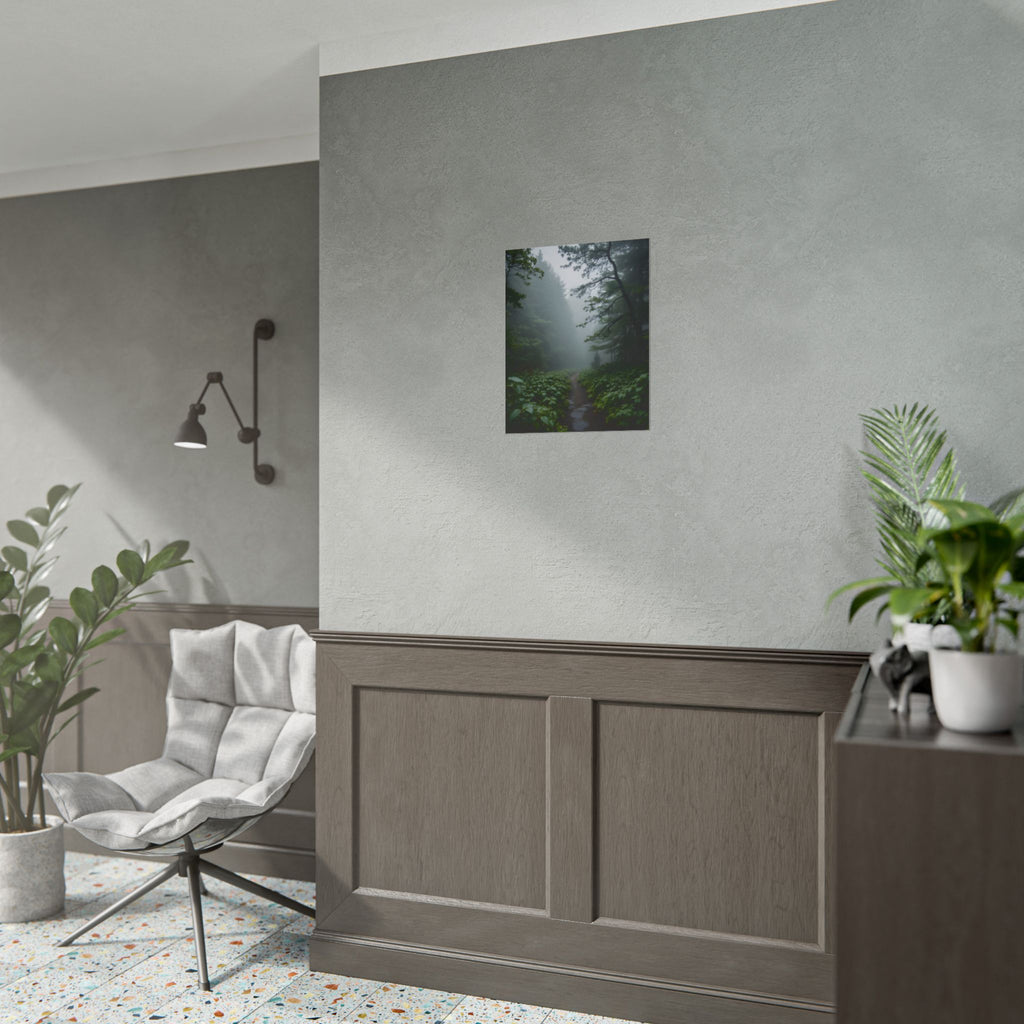 Misty Forest Path  Stretched Wall Art - Poster