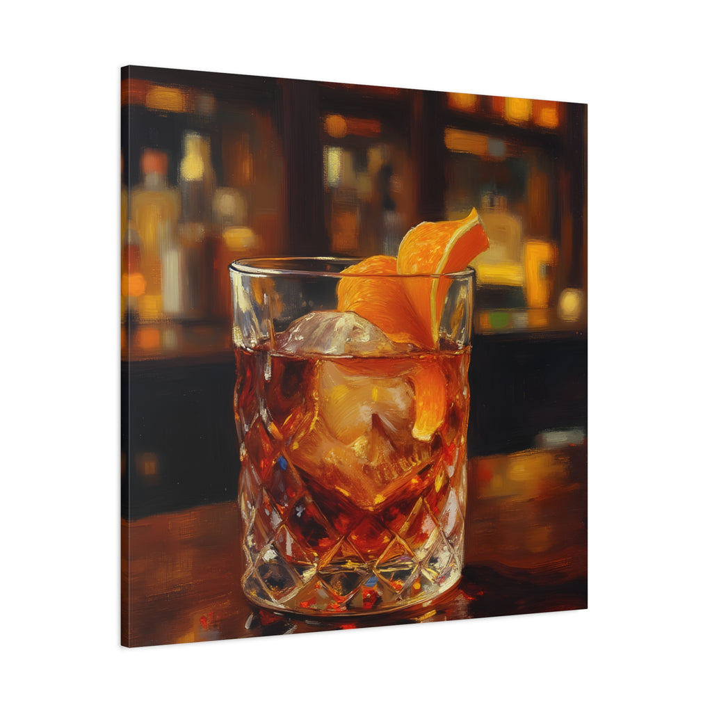 Whisky on Ice Wall Art -  Bar & Home Decor - Stretched Canvas