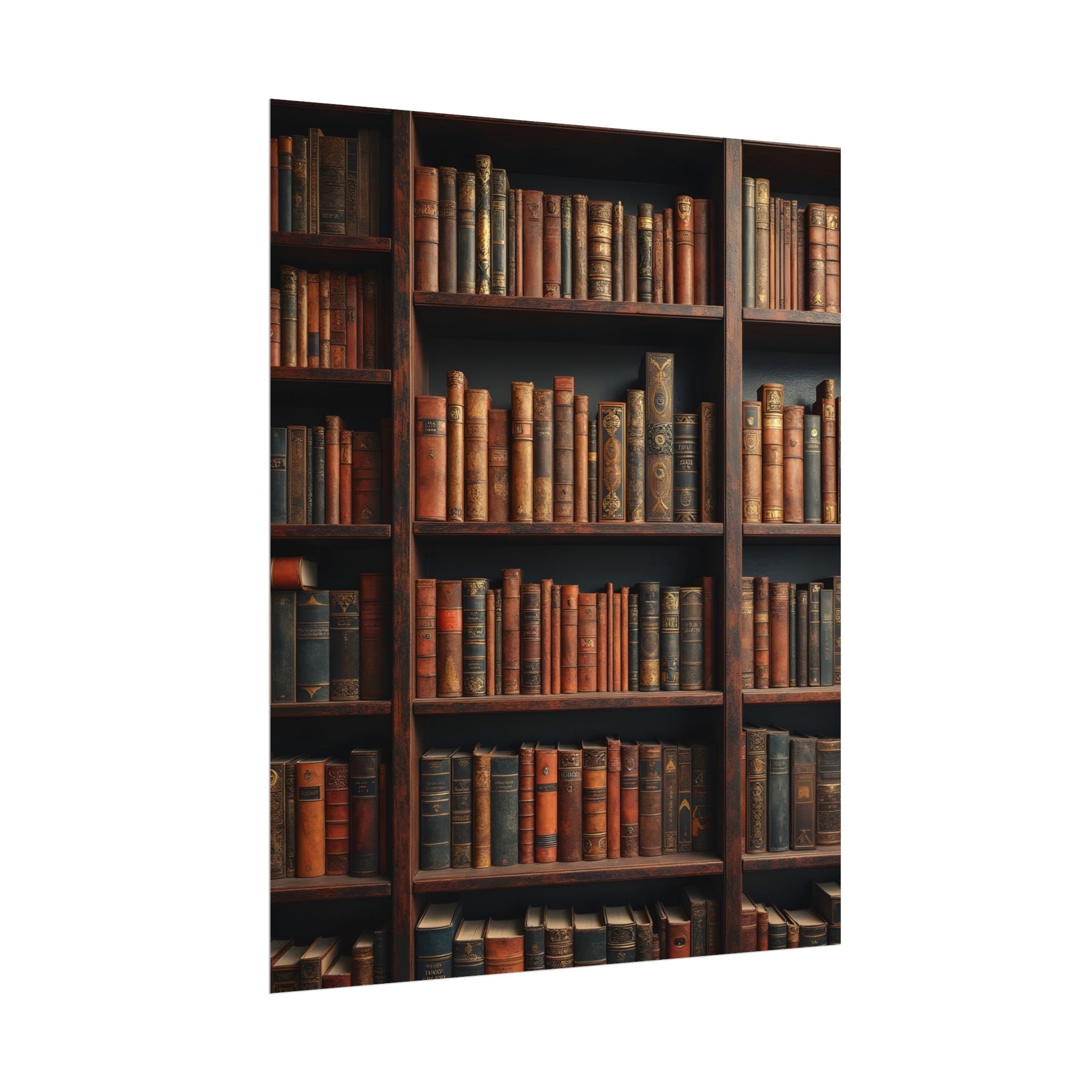 Vintage Library Bookshelf Rolled Poster - Antique Bookshop Wall Art