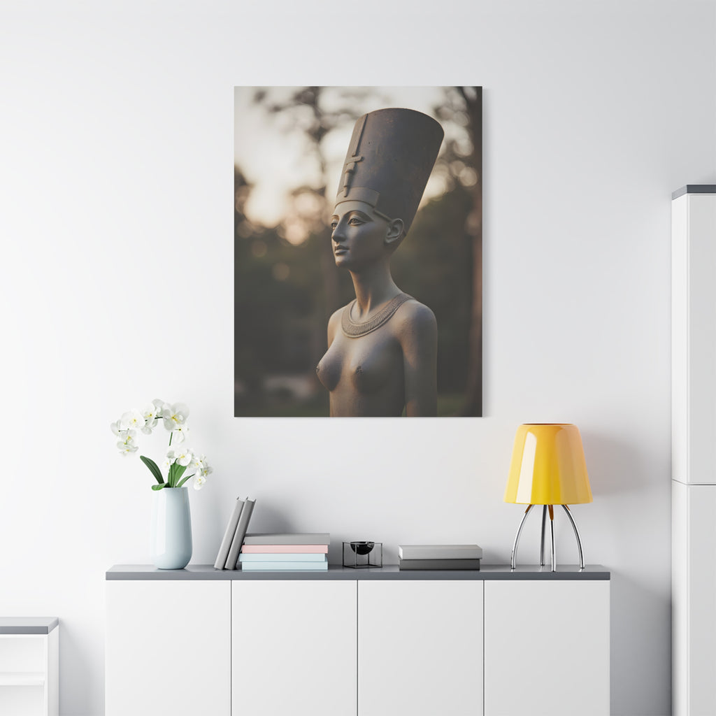 Nefertiti Bronze Statue Wall Art - Egyptian Sculpture Photography - Queen of Egypt - Stretched Canvas