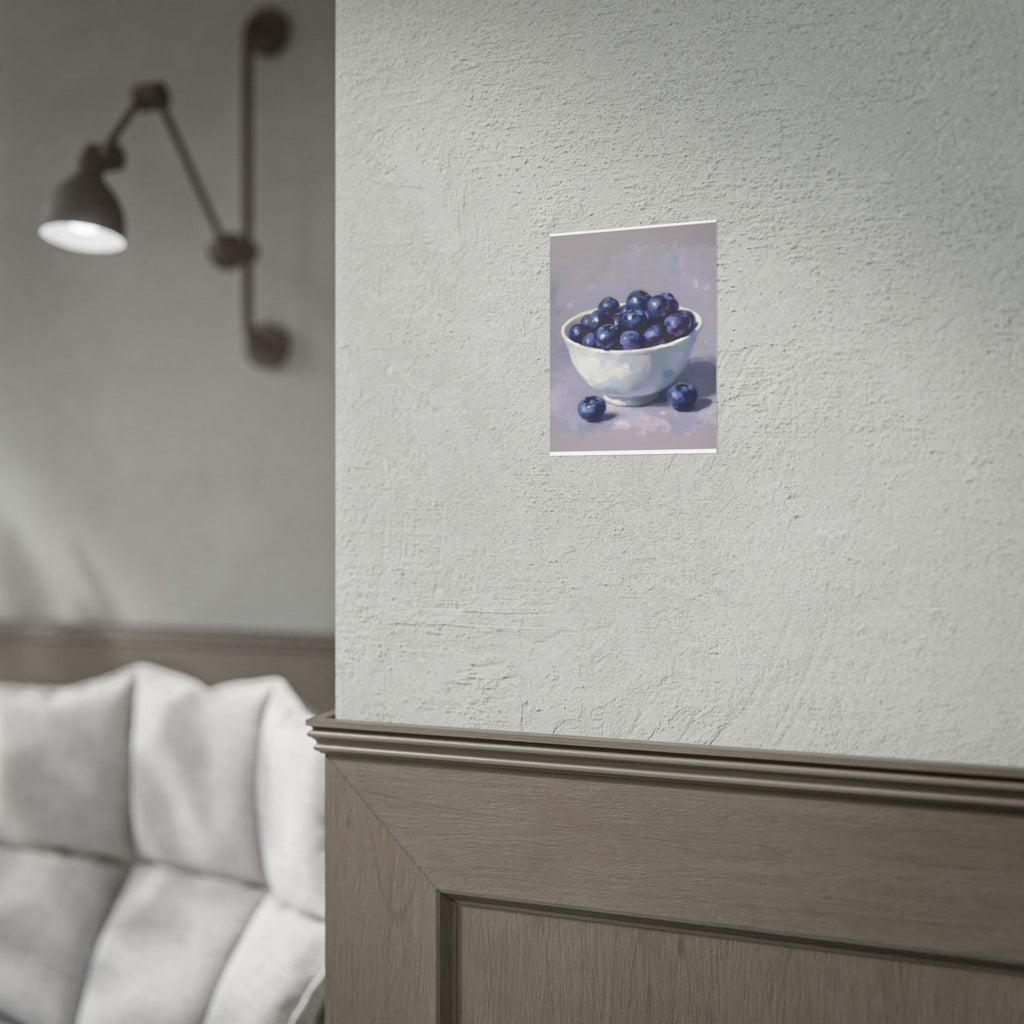 Blueberries Bowl Poster — Still Life Fruit Art Print (Rolled Poster)