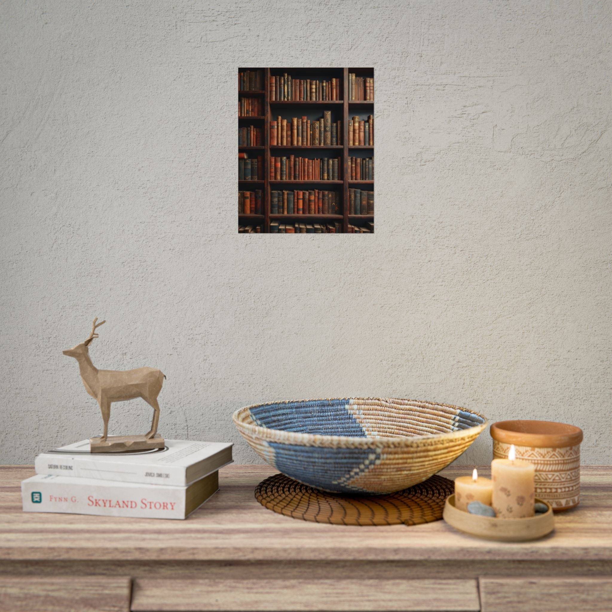 Vintage Library Bookshelf Rolled Poster - Antique Bookshop Wall Art