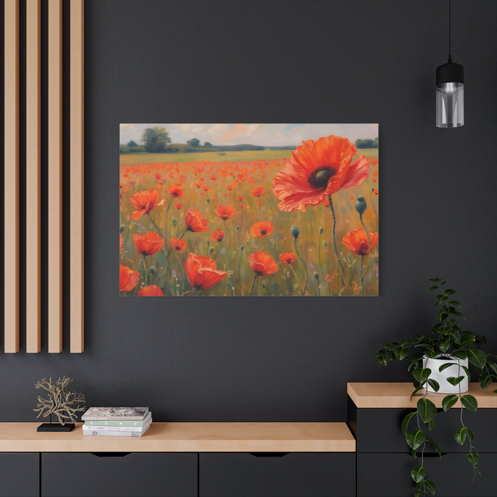 Poppy Field Canvas Wall Art — Matte Stretched Floral Painting