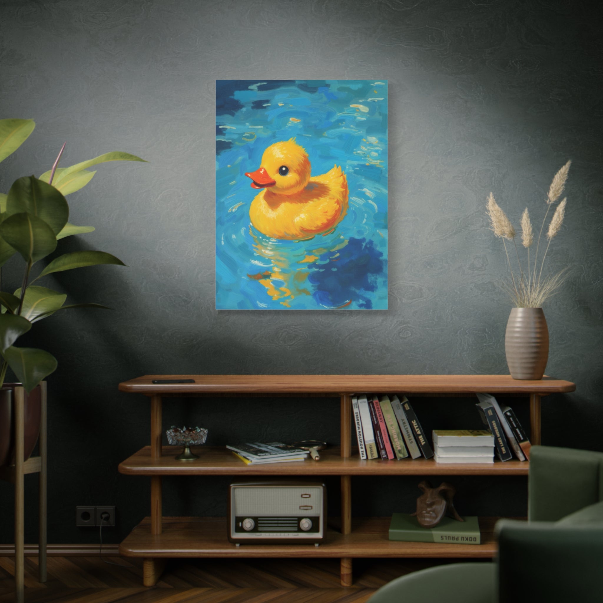 Rubber Duck Painting Canvas — Bright Yellow Nursery Wall Art
