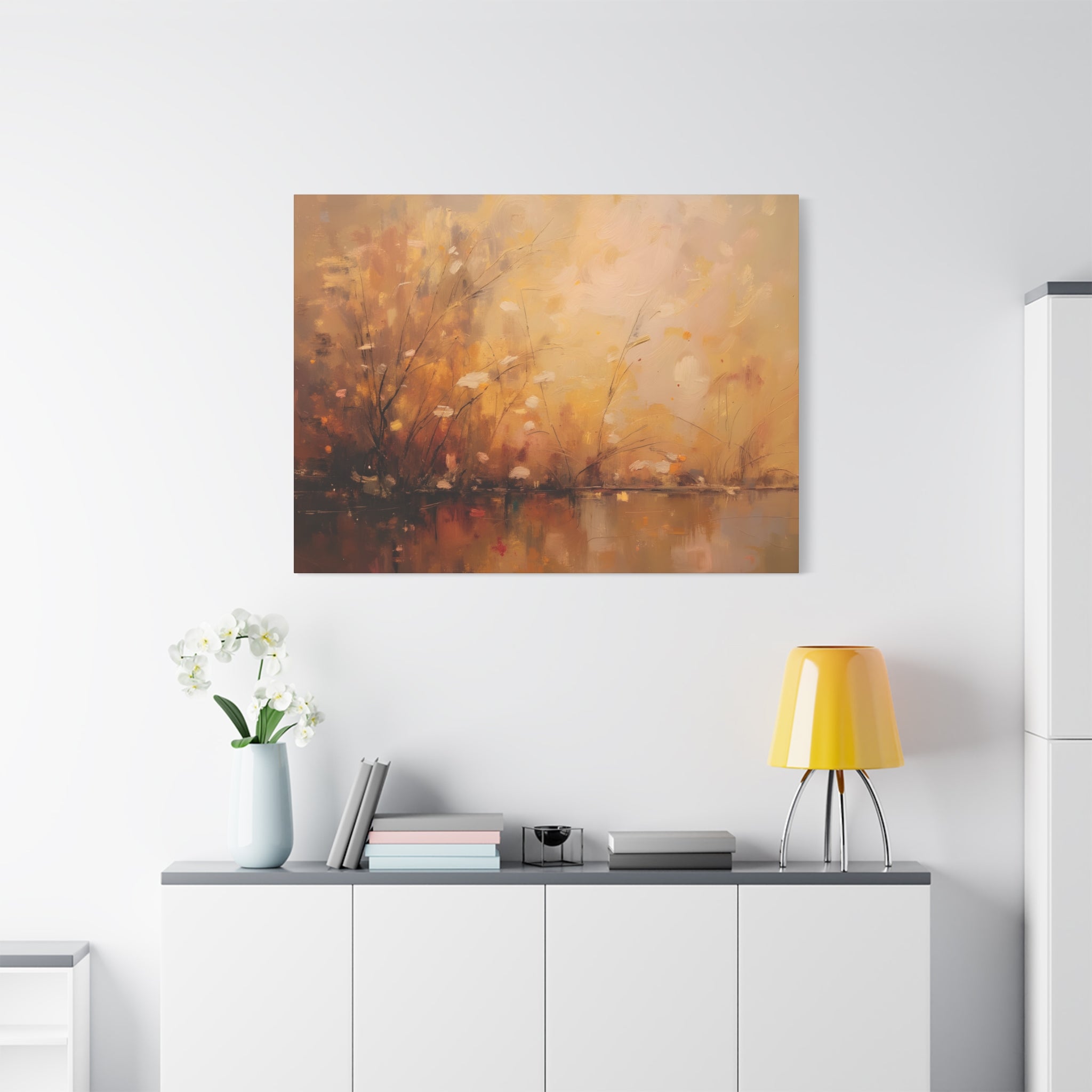 Golden Meadow Abstract Wall Art - Stretched Canvas