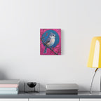 Blue jay on a holly branch Wall Art - Stretched Canvas