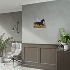 Running Black Stallion Wall Art - Horse Painting - Poster