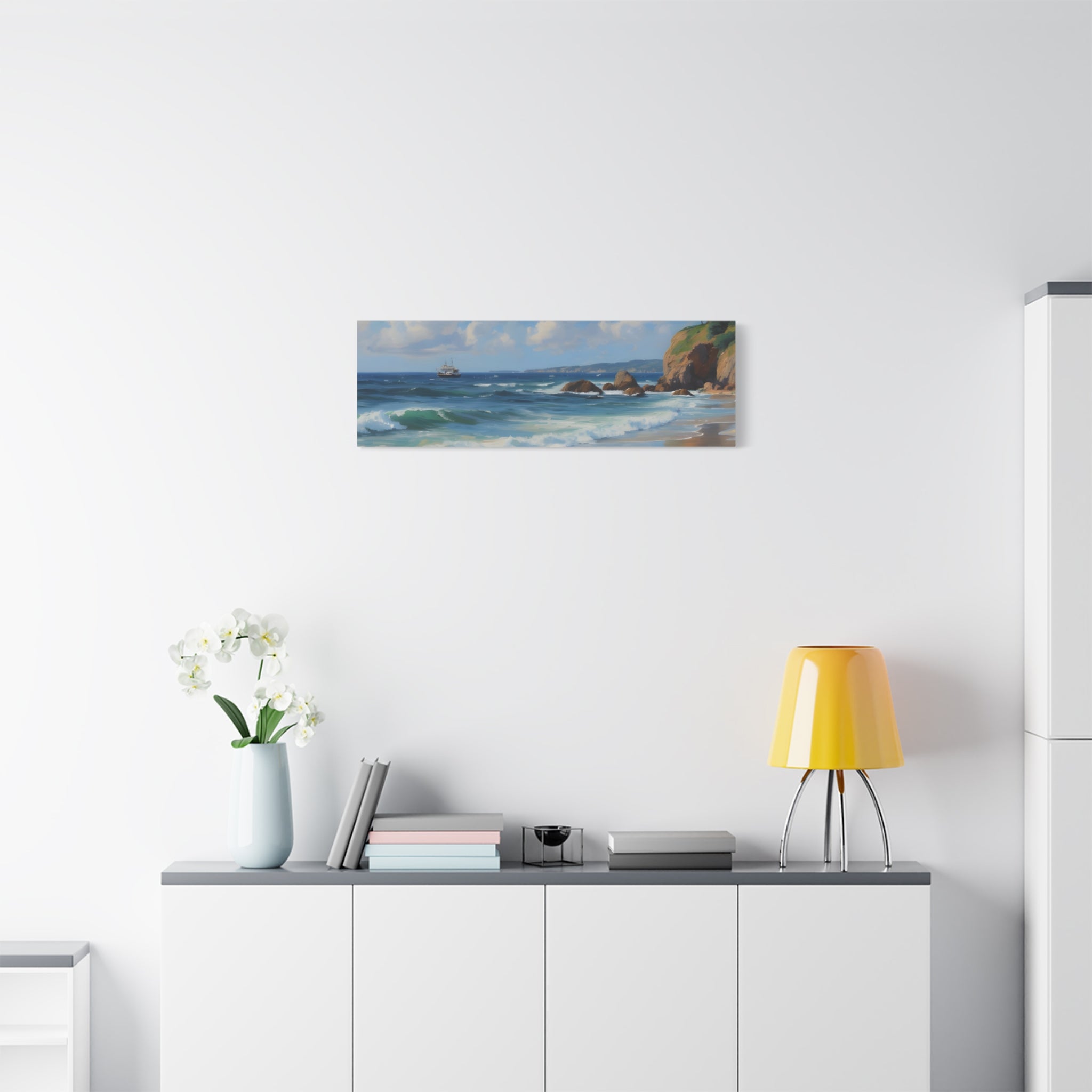 Seaside Beach Canvas Print — Coastal Landscape Matte Stretched Wall Art