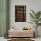Vintage Library Bookshelf Rolled Poster - Antique Bookshop Wall Art