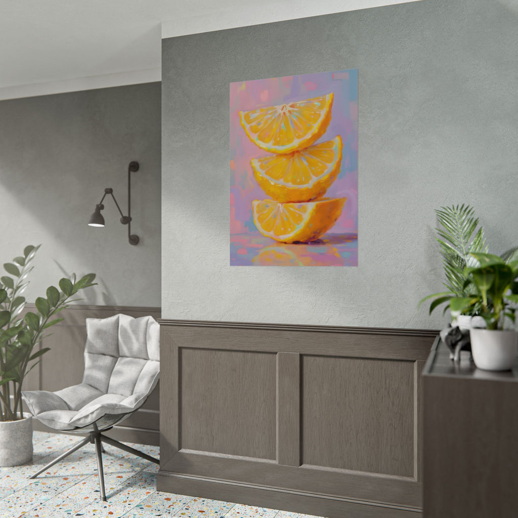 Citrus Slice - Stacked Lemon Wall Art - Stretched Poster