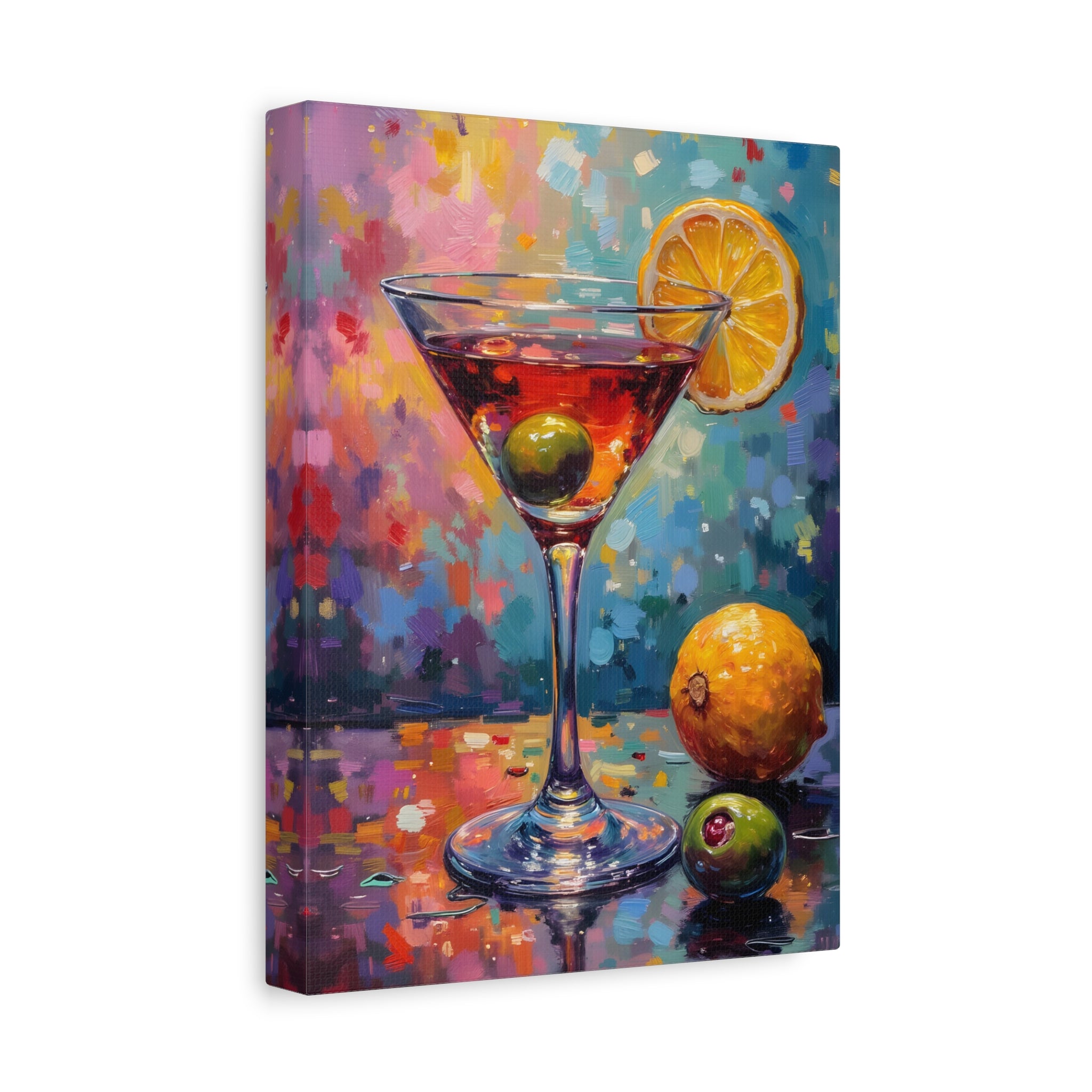 Colourful Martini Glass Matte Canvas Wall Art - Stretched canvas