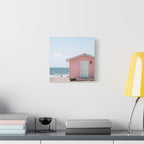 Pink Beach Cottage  Wall Art - Stretched Canvas