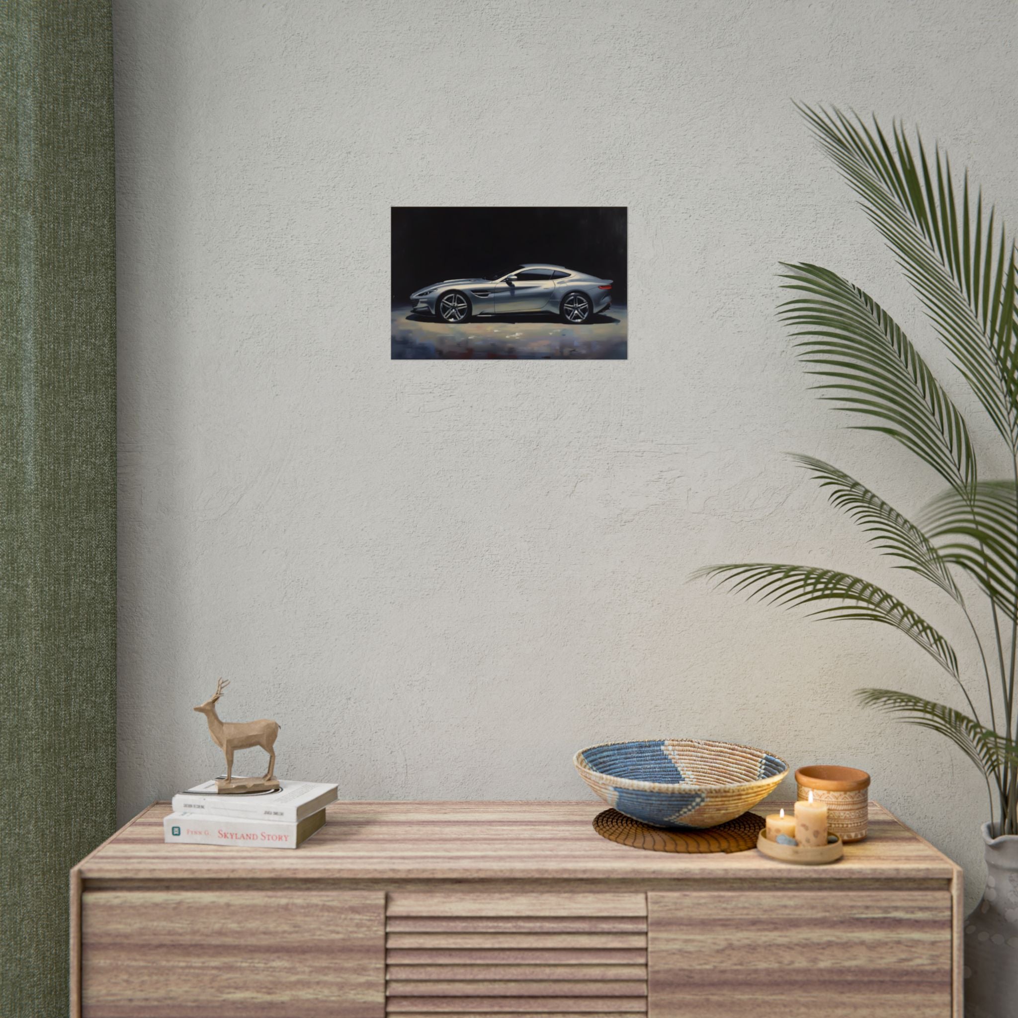 Sports Car Poster - Silver GT Automotive Art Print (Rolled Poster)