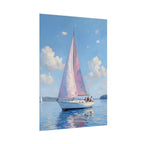Sailing boat on calm water with pink accents - Poster