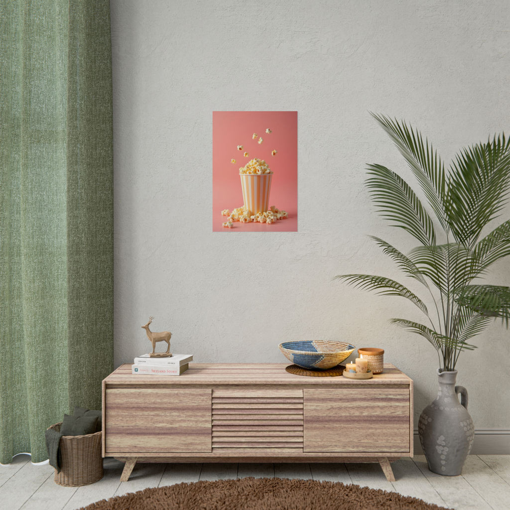 Popcorn with a pink background - Poster